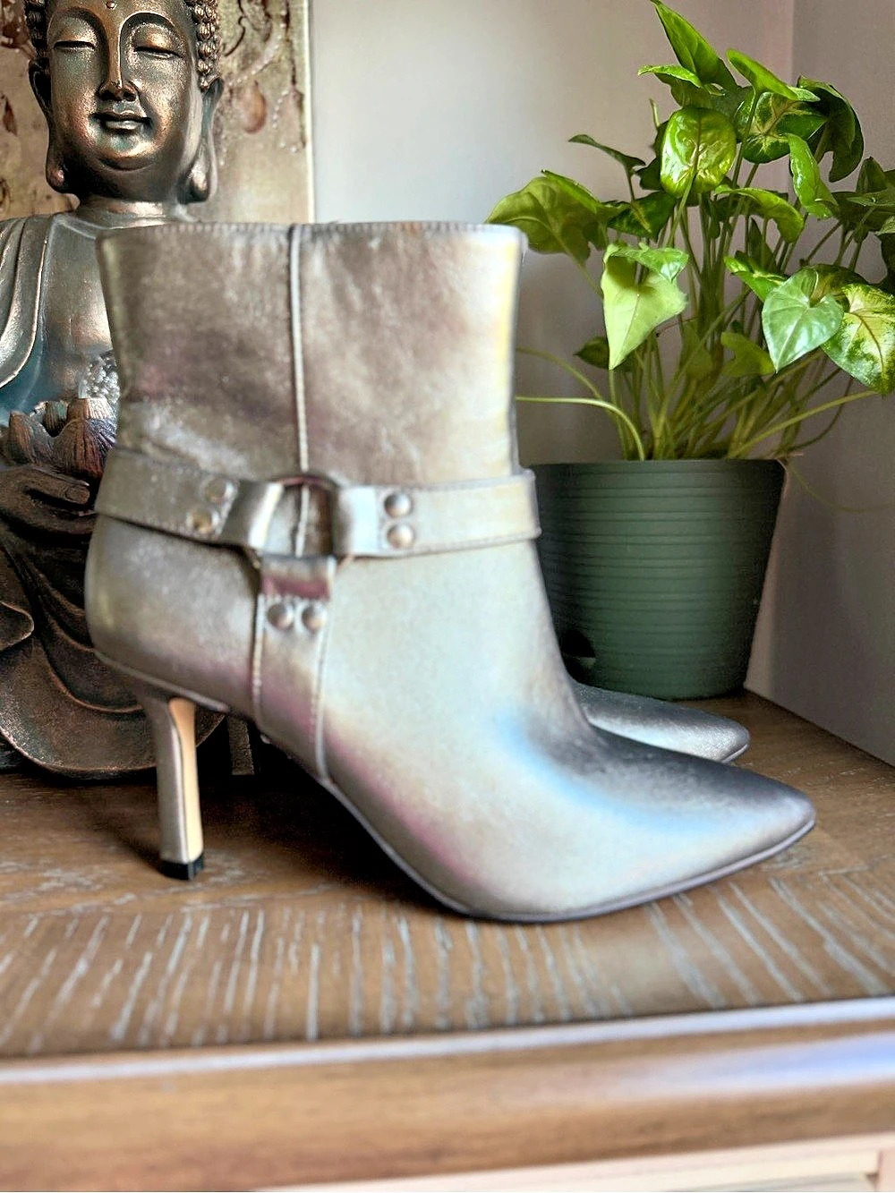 Jessica Simpson Darnina Metallic Heeled Boots Silver US 7